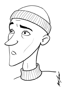 cartoon faces - man in winter hat 300