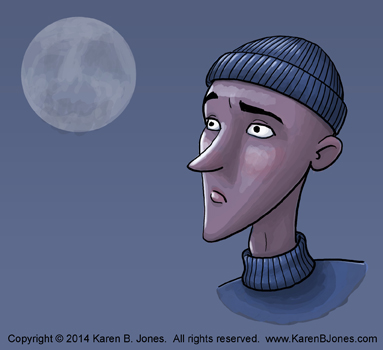 cartoon faces - man in winter hat - color 350