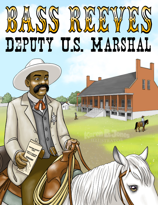 An illustration of Deputy US Marshal Bass Reeves riding out of Fort Smith, Arkansas with a warrant in hand.  Bass Reeves was the first black Deputy US Marshal west of the Mississippi. 