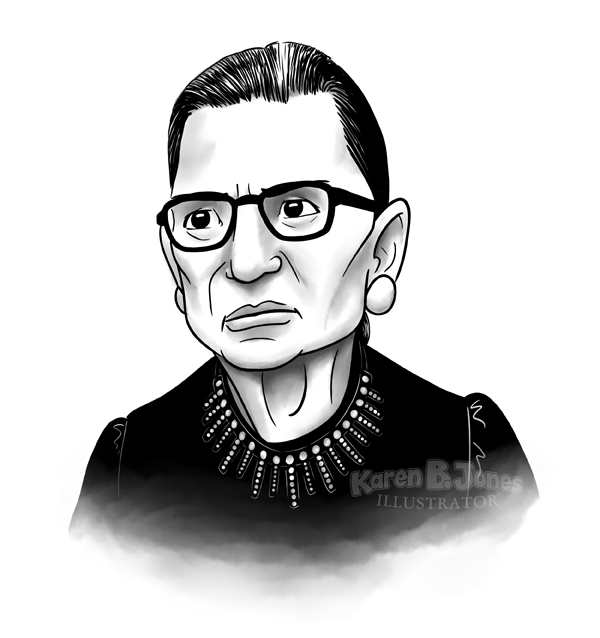 A portrait of Ruth Bader Ginsburg.