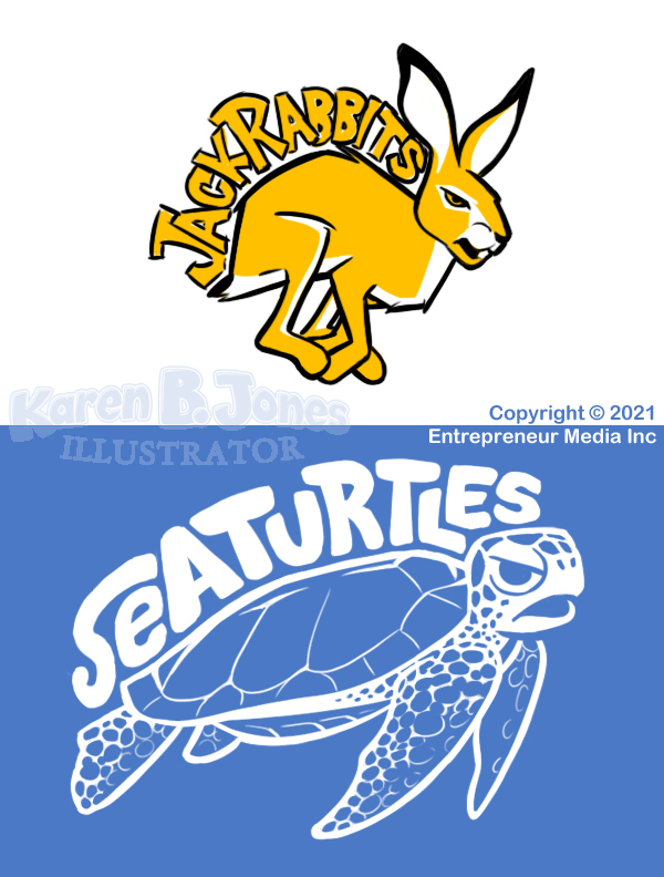 Sketches of sports team logos created for Entrepreneur Media Inc.