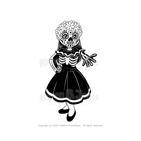 A girl dressed as La Catrina for Dia de Muertos.
