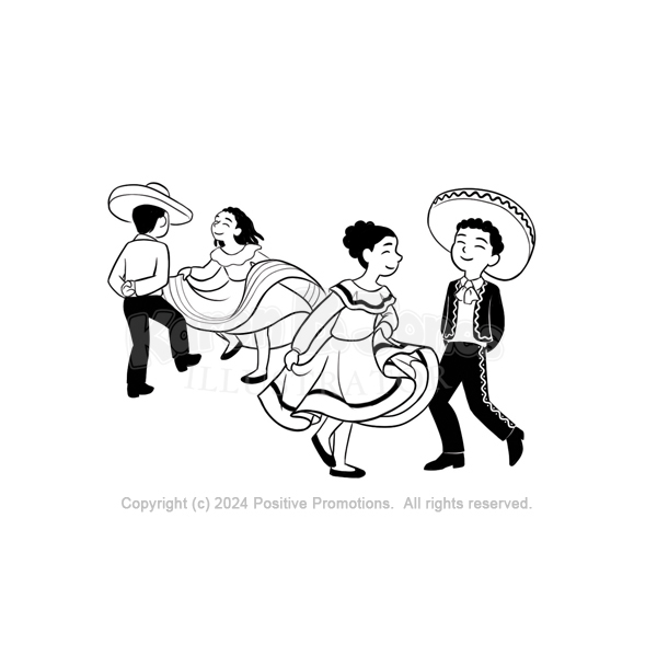 Two pairs of children performing a traditional Mexican folk dance.